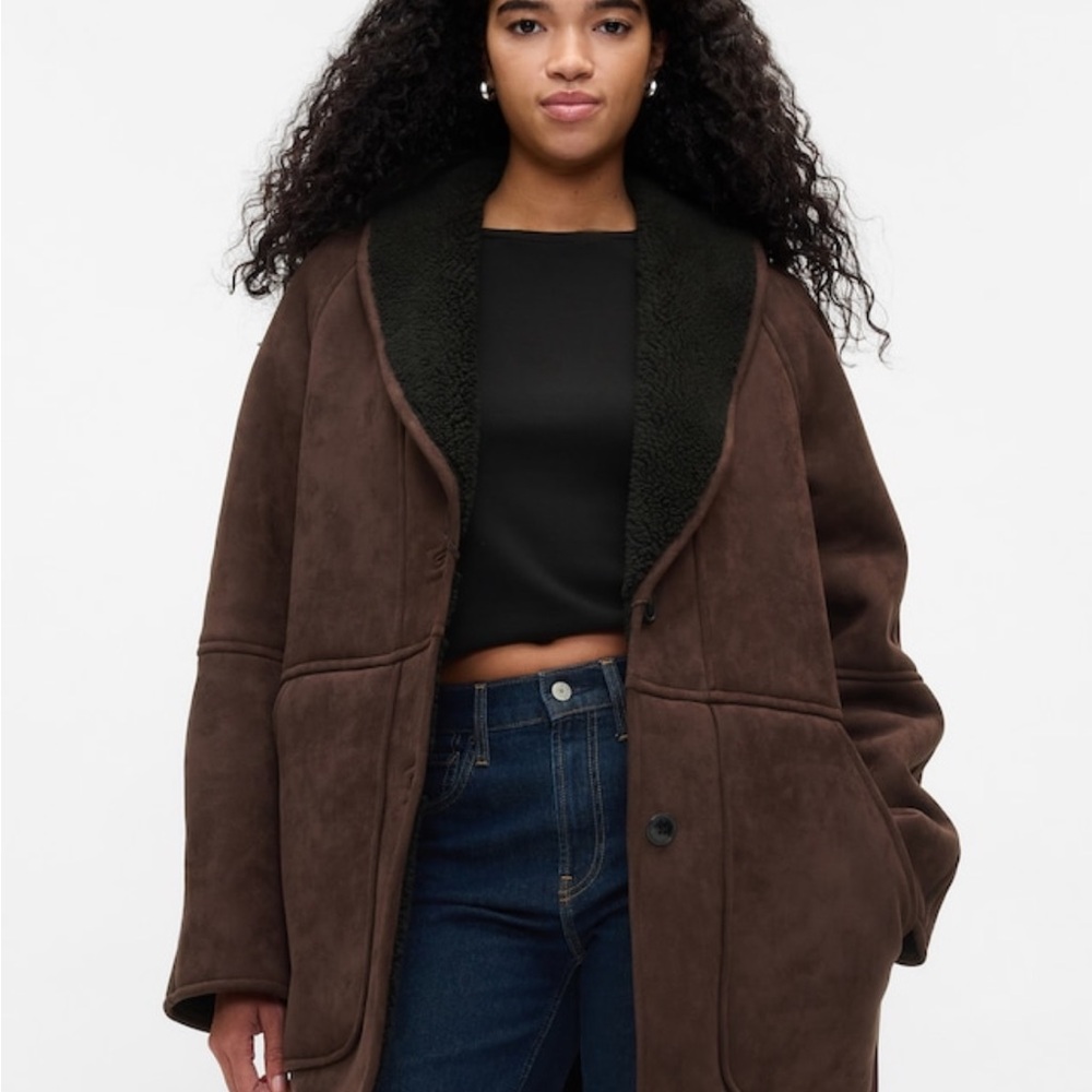 Gap Vegan Suede Shawl Collar Coat
